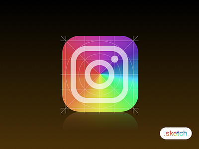 The new Instagram app icon over my 2014 dribbble shot app color design gradient icon instagram luminous rainbow ui