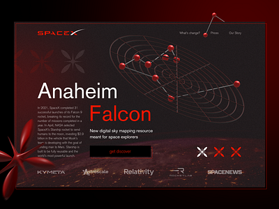 SpaceX. Anaheim Falcon 3d graphic design landing space tesla ui web