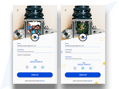 Sign In and Sign Up Page android ios pictures sign in sign up