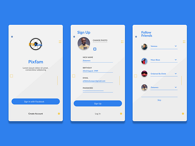 Screen Design for App android homepage sign up