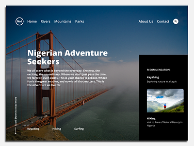 Adventure Seeker adeventure design landing page nigeria web website