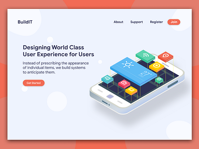 Isometric Landing Page app illustration website