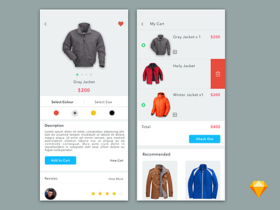Shopping Cart Design android app design ios online sketch ui