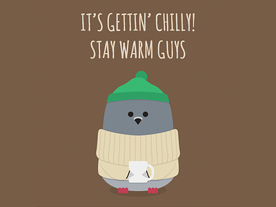 It's gettin' chilly! Stay warm guys ami customer.io cute mascot pigeon vector warm