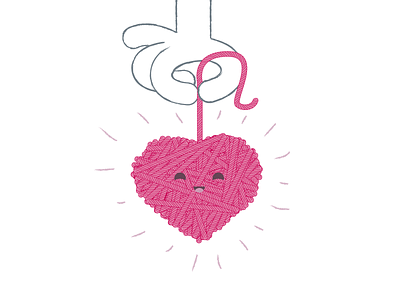 Pulling on Heartstrings cute heart heartstrings illustrator pulling simple sketch vector yarn