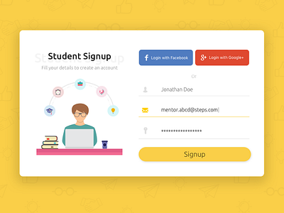 Web signup for TakeSteps design form illustration login mentor minimal register signup student ui ux web