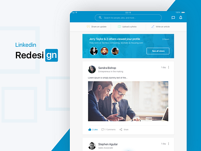Linkedin- Redesign app connections design feed ipad linkedin network redesign tab ui ux