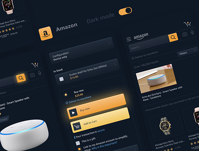 Amazon Dark Mode amazon buttons dark app dark ui darkmode redesign ui unsolicited redesign