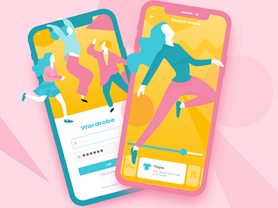 Wardrobe App app colorpicker fashion fashion app flow font illustration kuler nominee pink ui uiux ux wardrobe xd yellow