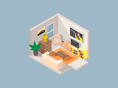 Isometric Living Room champion f1 interior isometric living room vector