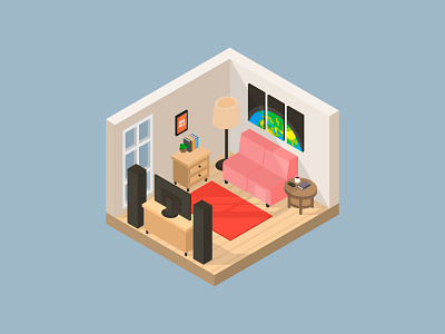 Isometric Room design home decor home design illustration isometric vector