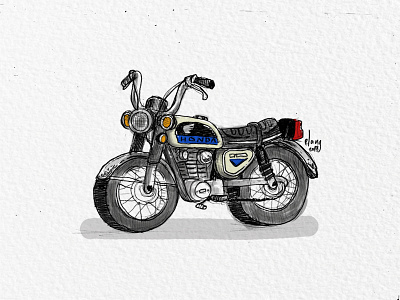 Honda CB100 sketch cb cb100 cute hand drawn honda motor motorbike motorcycle ride riding sketch