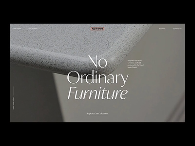 All in Stone — Website 001 animation clean concept customise design furniture interface layout minimal product shop typography ui ux web website