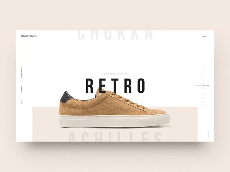 Common Projects - Navigation Concept clean common layout minimal modern navigation product shoes ui ux web website