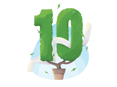 🍃 10th anniversary design grain illustration leaf nature sky ten tree vector