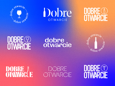 🍷 Dobre Otwarcie logo bottle branding corkscrew gradient graphic design logo logotype noise opening typography wine