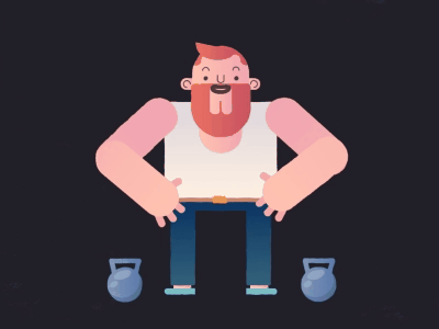 Strongman bodybuilder illustration character man design animation gif motion graphic effects after 2d