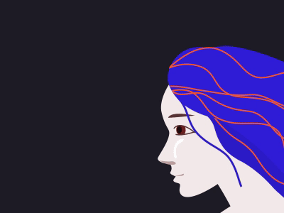 Tenderness gif flower motion aftereffects 2d smile woman vind animation girl leaves hair