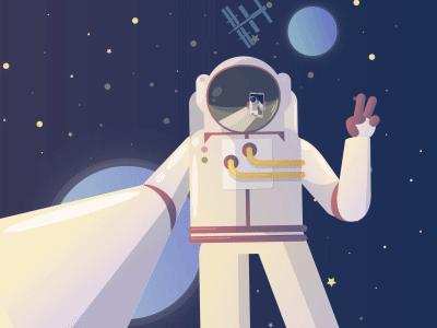 Astronaut 2d after animation astronaut effects gif man motion selfie ship space stars