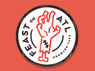 Feast On Atl Stickers atl atlanta black bone hand red sticker stitches texture zombie