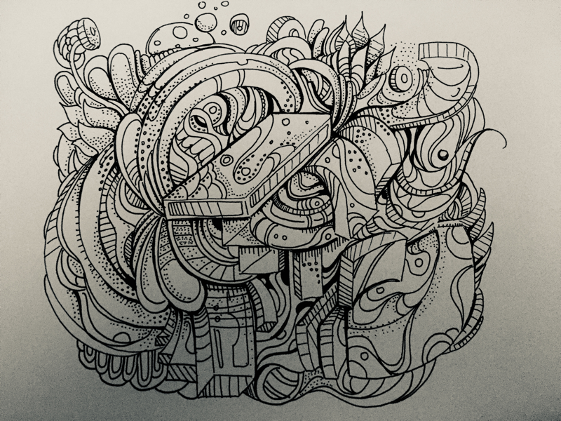 Untitled abstract work #5 modern art hand drawn abstract ink