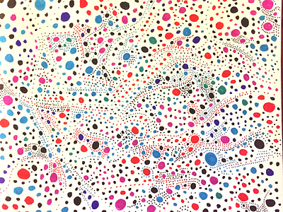 Multicolored dots on a white canvas 1 abstract color field drawing experiment fine art hand drawn modern art pointillism