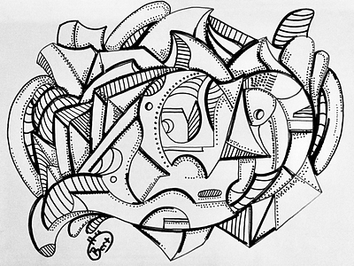 Automatic drawing experiment 13 abstract art black and white drawing illustration modern art sharpie