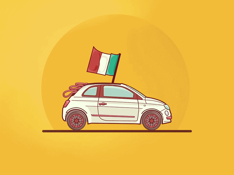 Fiat 500 - Italian day 2d car fiat flag illustration italy motion