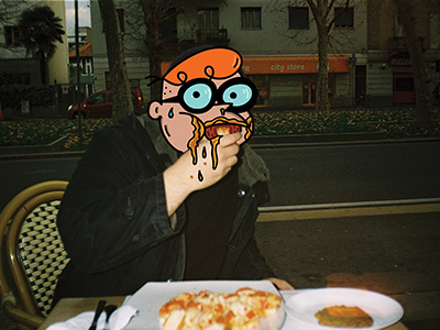 Oli likes pizza analog cartoon cartoon network collage dexter fast food illustration italy pizza