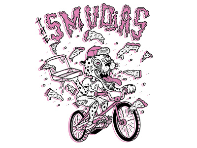 T-shirt Design for The Smudjas band bicycle fast food cheetah illustration pizza t shirt t shirt design