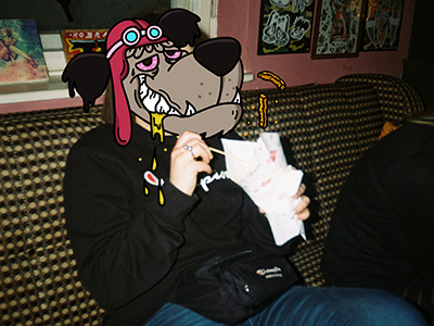 Muttley the hungreeey analog collage dog fast food food french fries muttley