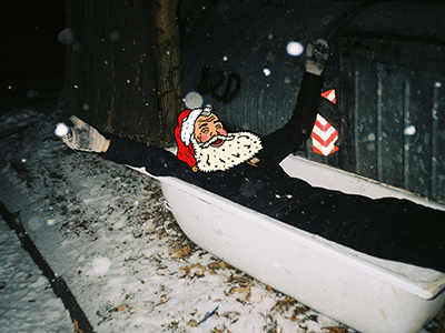 Chilling Santa analog christmas coca cola coke collage illustration illustrator photoshop santa santa claus snow