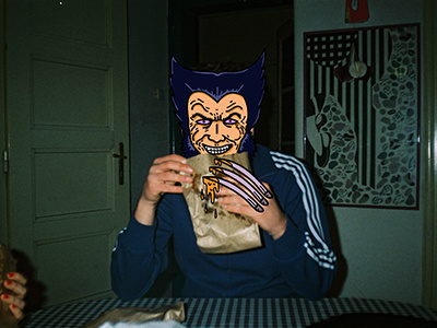 Wolverine eats whatever he wants to eat. analog cheese eating fast food greasy illustrator photograph photoshop sandwich wolverine x-men