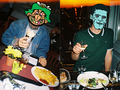 Two cities, two dinners. addams family analog cartoon falafel french fries illustrator iznogoud photography photoshop salad