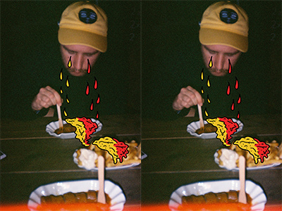 Cry me a dinner analog collage colorful fast food hot dog illustration illustrator ketchup mustard photoshop