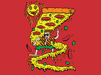 Illustration for Dobra Vila T-shirt branding fast food illustration illustrator photoshop pizza surfer tshirt tshirt design