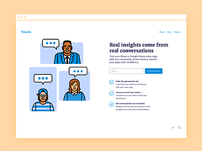 TuneIn Landing Page apps branding flat designs illustrations landing page user interfaces websites