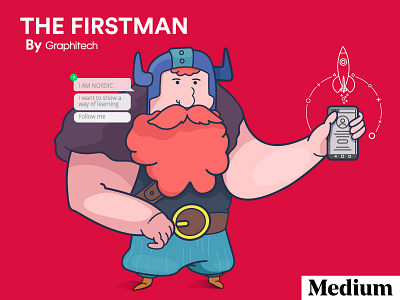 Nordic/ The Firstman- Medium blog colorful design graphicdesign illustration medium mobile red viking
