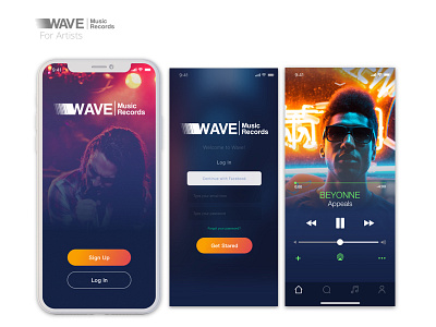 Wave Music record, For artists app artist design mobile music player ui ux web