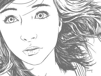 Eve digital drawing drawn eyes face girl hair lips portrait surface wacom windy