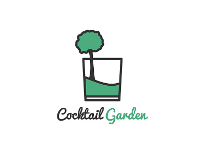 Cocktail Garden eco garden glass green idea land logo minimal plants script simple tree