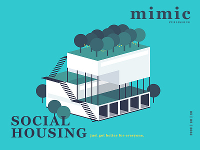 Social Housing article future green illustration mimic minimal poly simple