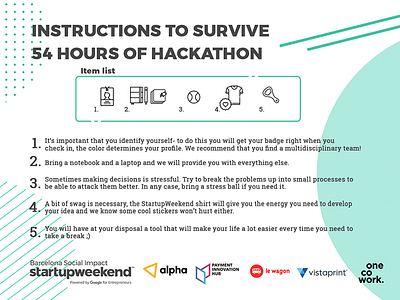 Startupweekend survival instructions design flyer instructions paper survival