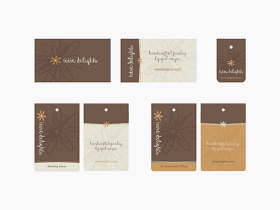 Print Collateral for Wire Delights business card earring cards flower identity necklace card packaging print