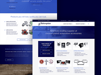 Home Page for Elektroplate car e commerce home mockup website