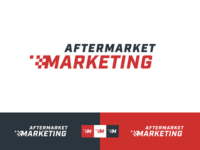 Brand Identity Design for Aftermarket Marketing checker fast logo logotype marketing navy red wordmark