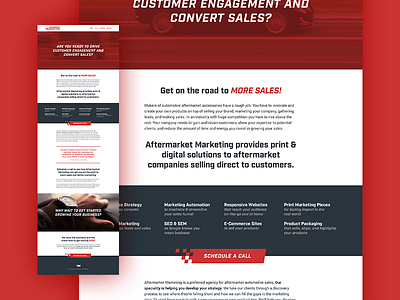 Landing Page for Aftermarket Marketing car landing page marketing mockup red website