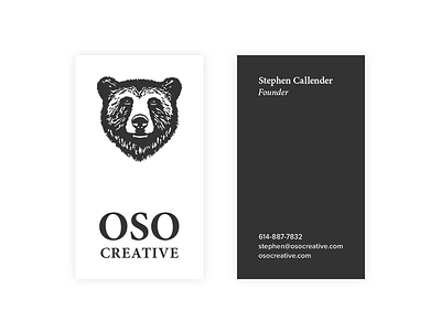 Business Cards for Oso Creative bear branding business card oso