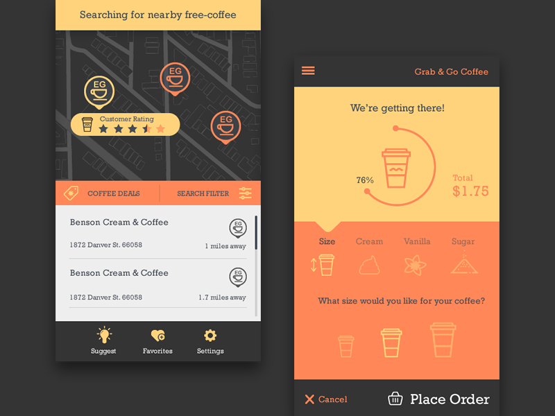 Grab and Go Coffee App UI by Steven Bertrand on Dribbble