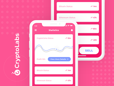 CryptoLabs App : Tracker Screen 01 app apple crypto cryptocurrency design free ios kit mobile ui user interface ux